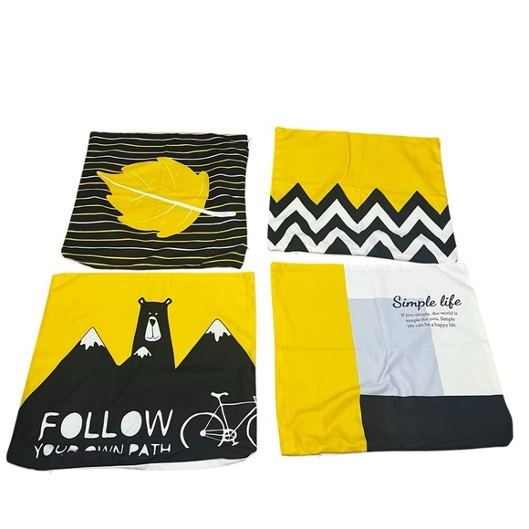 4 Piece Set Yellow Summer Throw Pillow Covers Peach Skin Velvet 45 x 45 cm - Picture 5 of 6